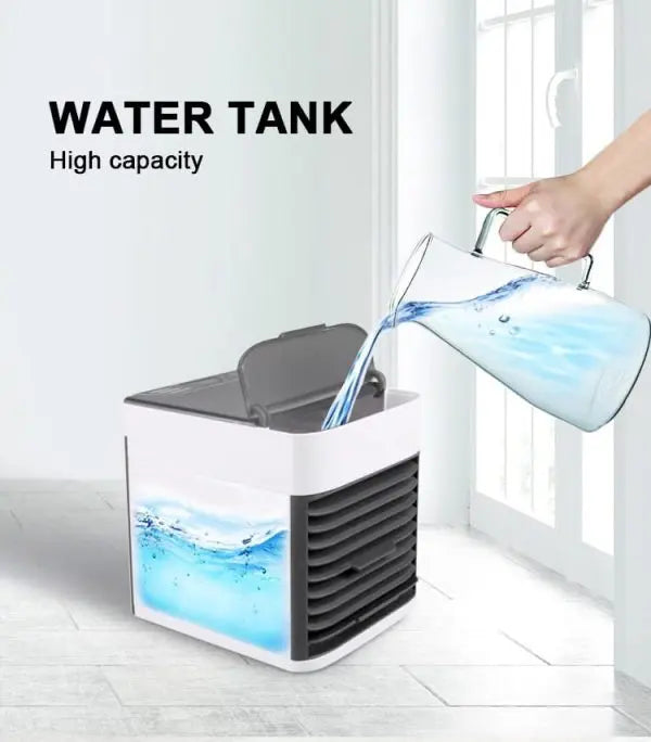 Mini Portable Air Conditioner Fan | 3-in-1 USB Air Cooler, Humidifier & Purifier | Personal Desktop Cooling Fan with Strong Wind for Home, Office & Travel (Random Color)