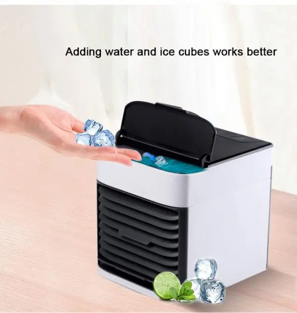 Mini Portable Air Conditioner Fan | 3-in-1 USB Air Cooler, Humidifier & Purifier | Personal Desktop Cooling Fan with Strong Wind for Home, Office & Travel (Random Color)