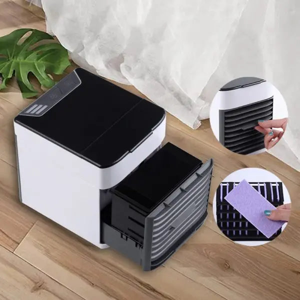 Mini Portable Air Conditioner Fan | 3-in-1 USB Air Cooler, Humidifier & Purifier | Personal Desktop Cooling Fan with Strong Wind for Home, Office & Travel (Random Color)