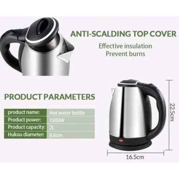 Premium Stainless Steel Electric Kettle – 2.0L Fast Boil Water Heater with Auto Shut-Off & Boil-Dry Protection (Silver)