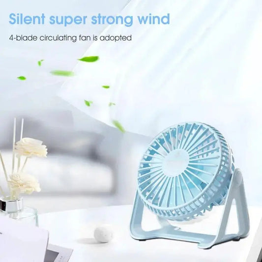 360° Rotating Mini USB Desk Fan | Portable Desktop Air Circulator for Home, Office & Travel | Quiet Personal Cooling Fan with Adjustable Tilt & Strong Airflow