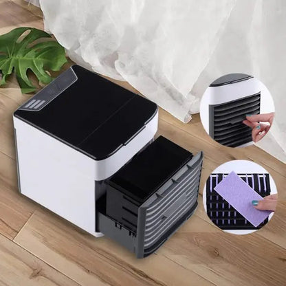 Mini Portable Air Conditioner Fan | 3-in-1 USB Air Cooler, Humidifier & Purifier | Personal Desktop Cooling Fan with Strong Wind for Home, Office & Travel (Random Color)
