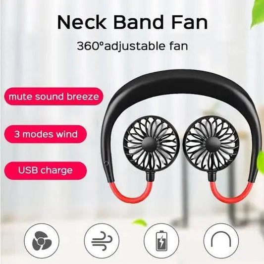 Portable Neck Fan, USB Rechargeable Wearable Fan with 360° Adjustable Dual Head | 3 Speed Modes | Hands-Free Personal Cooler for Indoor & Outdoor Use