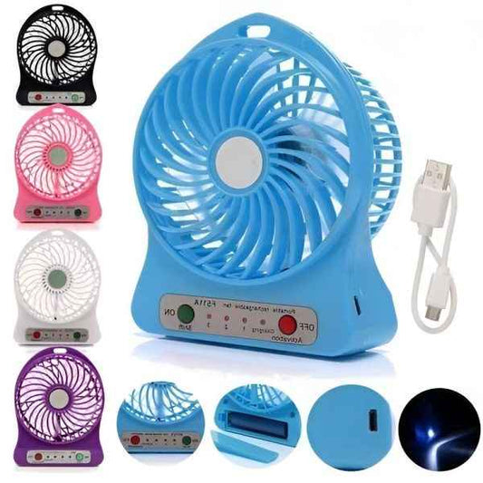 Portable Mini USB Fan | Rechargeable 3-Speed Adjustable Electric Desktop Cooling Fan | Compact Personal Table Fan for Home, Office & Travel (Random Color)