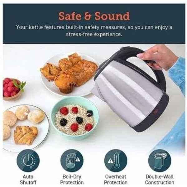 Premium Stainless Steel Electric Kettle – 2.0L Fast Boil Water Heater with Auto Shut-Off & Boil-Dry Protection (Silver)