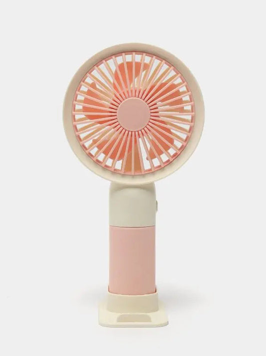 Rechargeable Portable Mini Fan | Handheld & USB Desk Fan with Built-in Mobile Phone Stand | Battery Operated Personal Table Fan for Travel, Office & Home (Random Color)